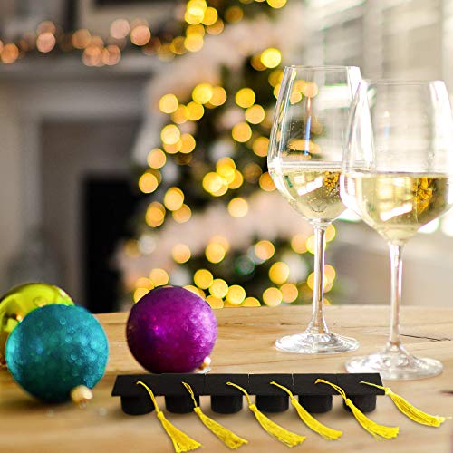 Bouchons de vin originaux à pompon jaune, le cadeau pour convives
