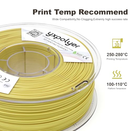 Image of YXPOLYER ASA Filament 1.75mm Lemon Yellow 3D Printer Filament for Summer | 1KG, UV & Weather-Resistant 3D Printer Filament, for Outdoor Functional Parts for Camping, Hiking, AMS-Compatible
