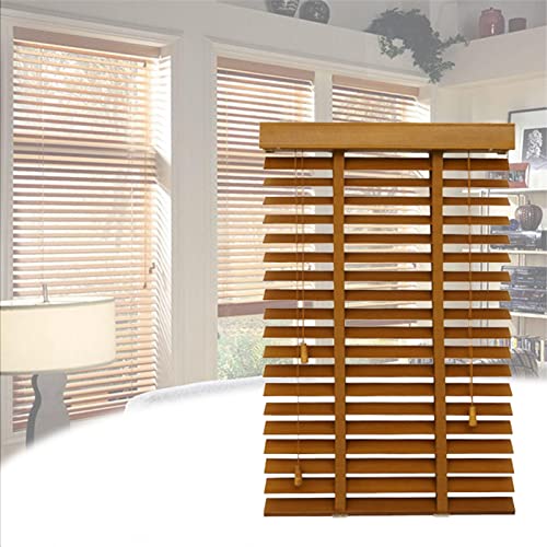 Jolan Horizontale Jalousie-Innen Jalousette Aus Holz-Fensterläden Jalousetten-50mm Lamellen Jalousien Aus Natürlichem Massivholz-Verdunkelungs-/Wärmeschutzvorhänge-Sonnenschutz,W×H-60x160cm/23.5x63in