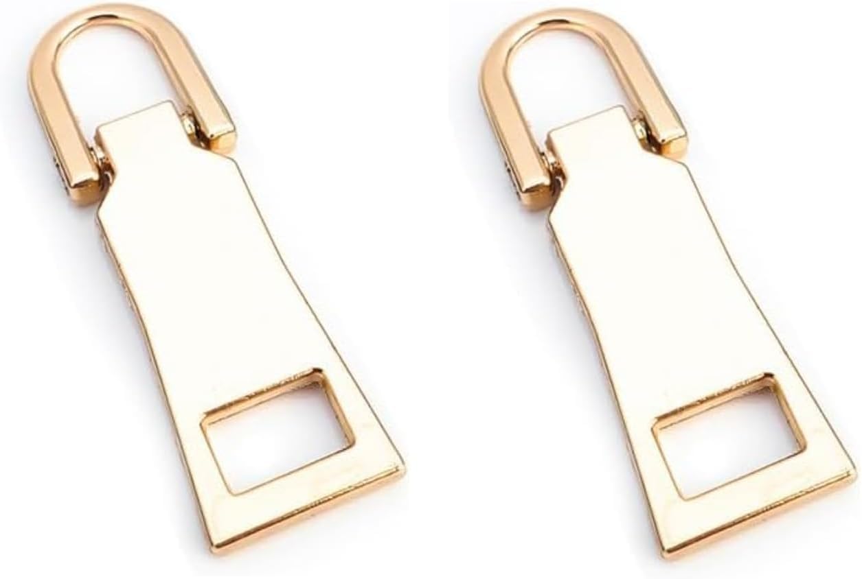 2Pcs Zipper Pull Replacement Zipper Repair, Slider Pull Tab, for Luggage Backpack Jacket Suitcase Coat Sewing Notions and Supplies (Gold)