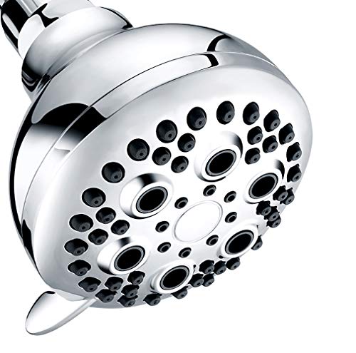 WASSERN Shower Head, High Pressure Flow with Water Saving Trickle Mode Intake Air Wall Mount Massage Rainfall Powerful Rain Spray 3.5inch 74 Jets 5 Setting Adjustable Swivel Joint Chrome