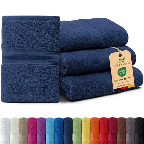 AR Line Arizona 4er Set Handtücher 50x100 cm – 100% Baumwolle, 500 g/m², weich & saugstark in Farbe: Dunkelblau
