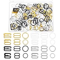 Ouligay 120 Stück Verstellbare BH Träger Clips,Damen BH Träger Halter,Ersatz für BH Träger Schnallen,8mm 12mm Metall-BH-Träger-Clip für Damen Frauen,für Badeanzüge BH Slip-Kleider Bikini-Verschluss