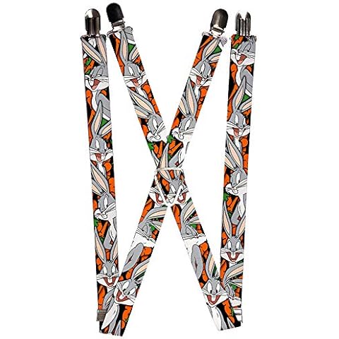 Buckle-Down Tirantes-Bugs Bunny Expressions/Carrots Black Suspensores Cover