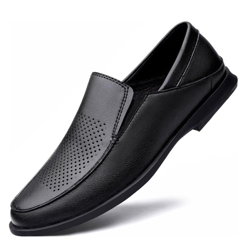 Mens Loafers Round Toe Leather Loafer Shoes Comfortable Flexible Resistant Classic Slip On2