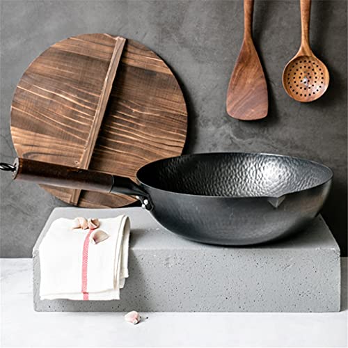 Wok de hierro chino artesanal 32 cm sin recubrimiento miniatura 6