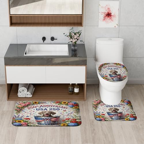 Rideau de douche Braque de Weimar effet bois rustique et ensemble tapis luxe