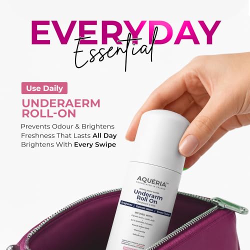 Image of Aqueria Pack of 3 5.5% AHA BHA French Underarm Brightening Roll On | 48H Odour Control | Flora Fragrance with 2% Niacinamide | Multi Actives, Glycolic Acid, Lactic Acid | Prevents Odor, Kills Bacteria | Exfoliates, Reduces Pigmentation & Discoloration for Even-Toned Underarms | Brightens Skin & Exfoliates Underarm | Alcohol & Aluminium Free | Deodorant for Men & Women | (50ml x 3)