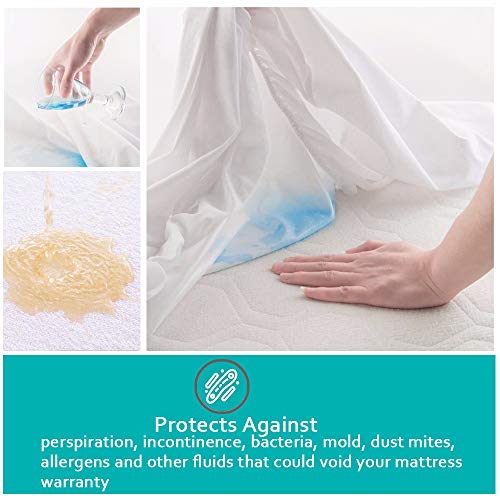 Queen Size Cooling Waterproof Mattress Protector Bamboo Mattress Protector - Hypoallergenic Mattress Pad Cover Fitted 8"-21" Deep Pocket - Bed Mattress Cover Breathable, Noiseless, Vinyl Free