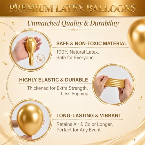 Image of Hiins Balloon Column Kit Set of 2 With Balloons Included - with Base,Pole,Balloon Tower Backdrop Decoration for Wedding, Baby Shower,Birthday Party,Bachelorette Parties (3xCoffee Brown Gold)