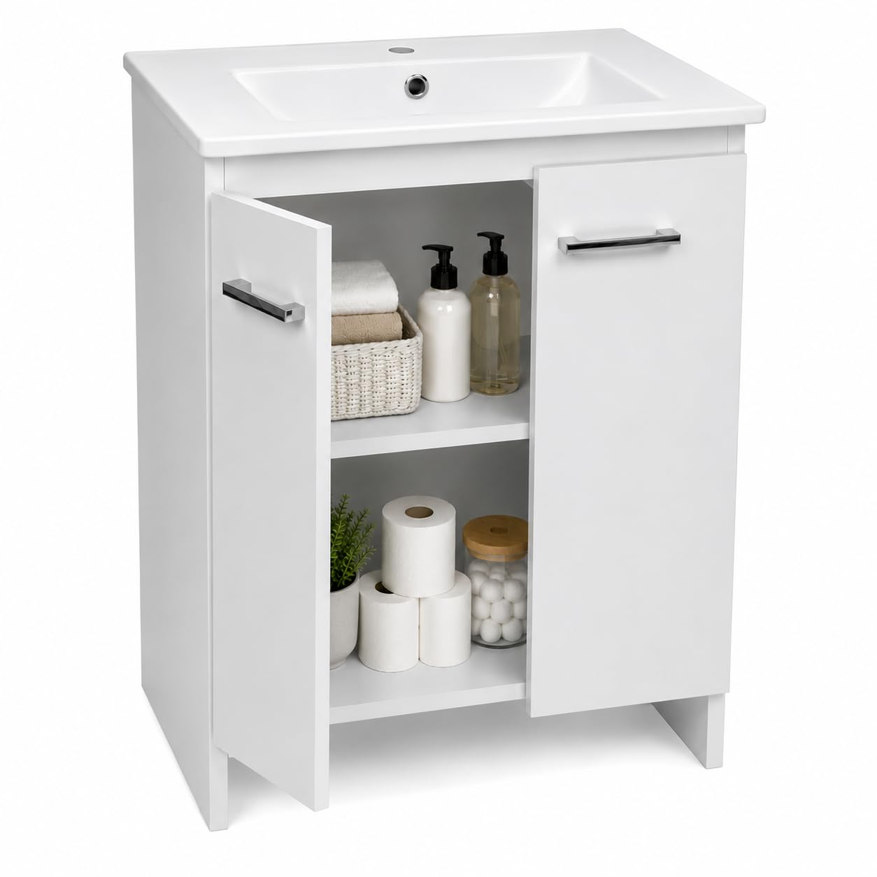 Meuble Sous Vasque Blanc avec Lavabo 60 x 87 x 46 cm - Salle de Bain