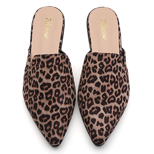 Image of Tilocow Women's Pointed Toe Flat Mules Backless Slip On Loafers