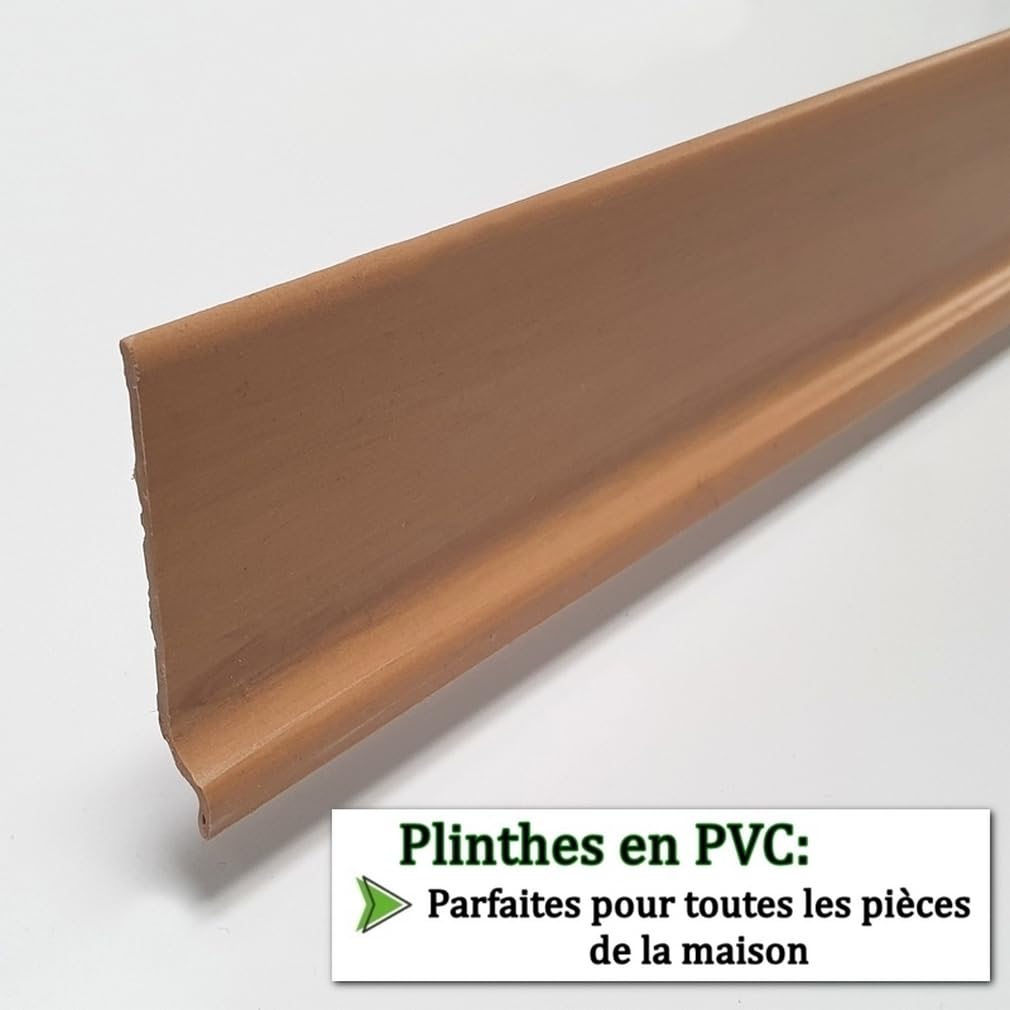MadeInNature, Rodapié suave de PVC de alta calidad, blanco, gris claro, gris oscuro, negro, altura 70 mm, longitud a elegir (roble claro, 14 ml)