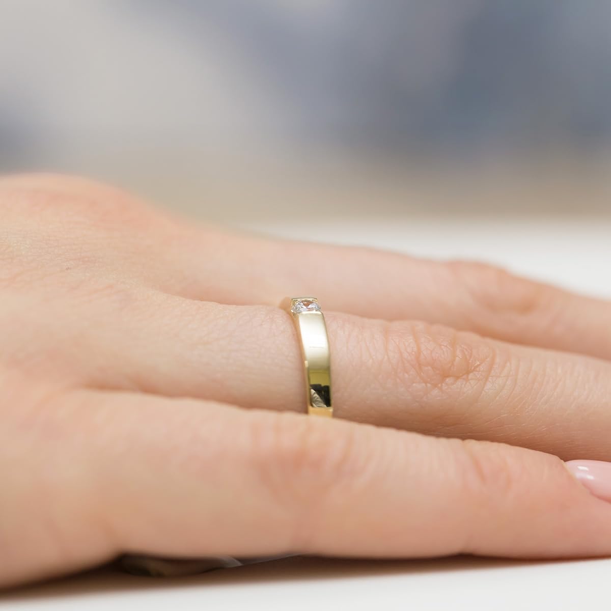 MARKO Goldring Damen 333 Echtgold mit Zirkonia – Verlobungsring Frauen Ring mit Stein – Schmuck Ringe Gold – Wedding Ring – Ring Ohrringe Gold – Marry Me - Shine