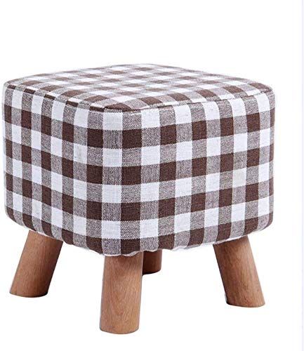Square Poufs Ottoman Footstool Soft Washable Linen Chair Cover Wooden Legs Home Decor Accent Comfortable Low Seating Stylish and Functional Ottoman (Color: B)