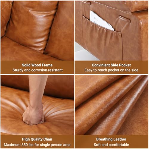 Crevyteg Power Lift Recliner Chair with Massage and Heat, Electric Adjustable Recliner for Elderly & Adults, PU Leather Reclining Chair with 3 Positions, Side Pocket, Cup Holder Seat Width 22in/55.9c - Image 6