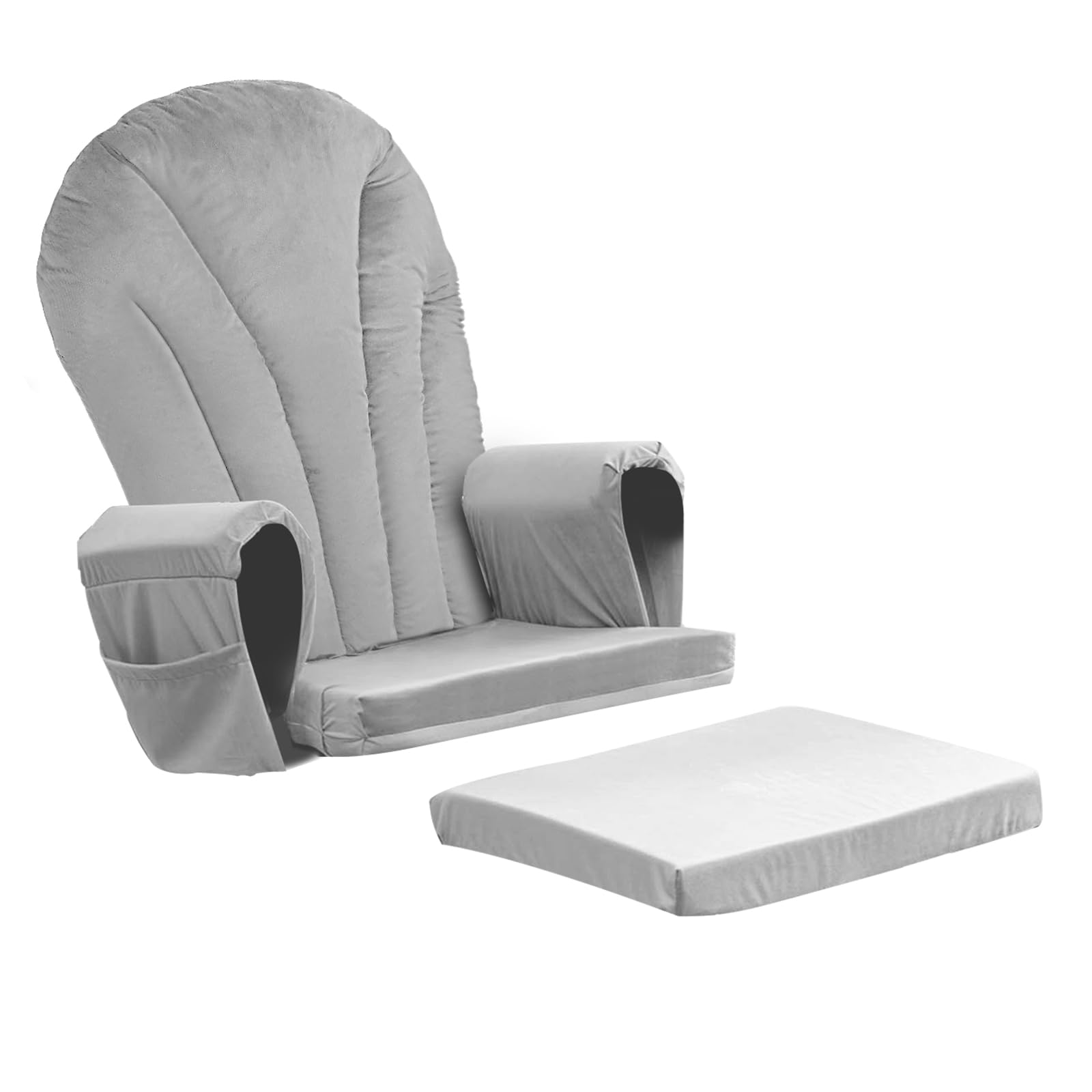 ANMINY 5pcs Glider Rocker Replacement Cushions Set - Thickened Velvet Glider Rocking Chair Cushions with 29 inch High Backrest & Side Pockets for