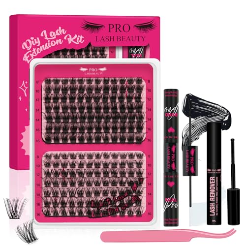 Kit pestañas pelo a pelo Kit de extensión de pestañas DIY com 168 peças de pegamento y sellado de pestañas, removedor de pegamento de pestañas, aplicador de pestañas(Tender+Glitter Kit)
