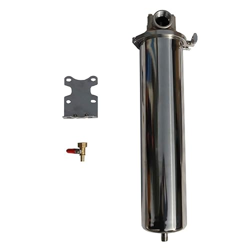 Miniatura 8 de INTBUYING Carcasa de filtro de agua resistente para cartuchos de 10 pulgadas de largo, entrada y salida NPT de 1.5 pulgadas, carcasa de filtro de