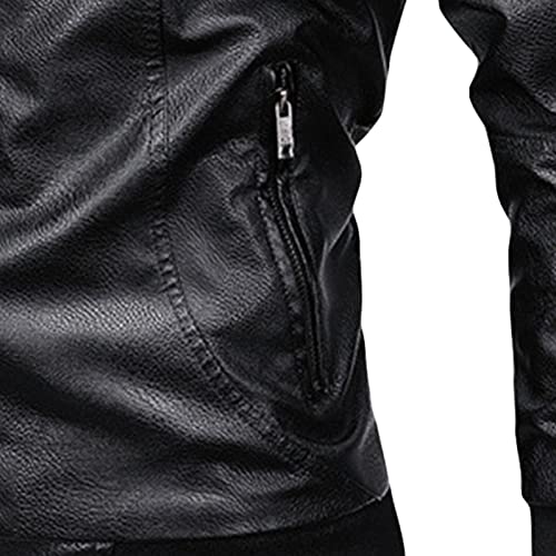 Chaqueta bomber de cuero negro para hombre miniatura 4