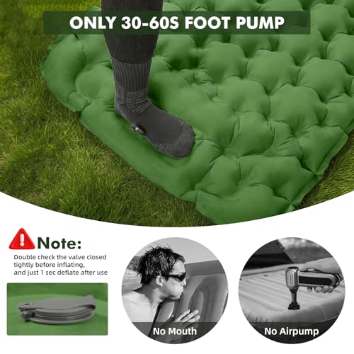 Image of HiiPeak Camping Sleeping Pad, Suede Top Camping Mat with Pillow, Built-in Foot Pump Inflatable Sleeping Pads Compact for Camping Backpacking Hiking Traveling Tent