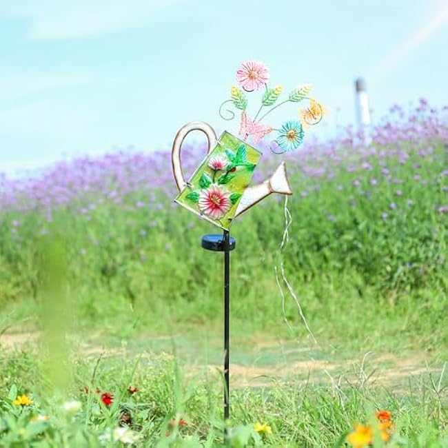 Bshine Solar Watering Can with Light, Hummingbird Solar Light Outdoor Garden Decoration for Porch Path Yard Decoration Lawn Ornaments Gardening Gift