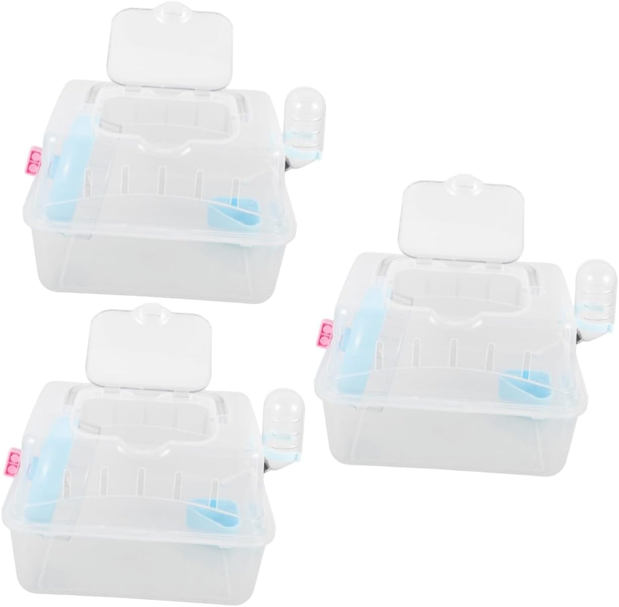 3pcs Guinea Pig Carrier Portable Small Animal Cage Hamster Travel Case Secure Sturdy Multi-Functional Pet Holder