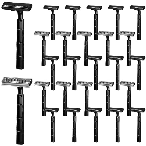 Jutom 25 Pcs Disposable Razors Bulk Twin Blade with Safety Cap Portable
