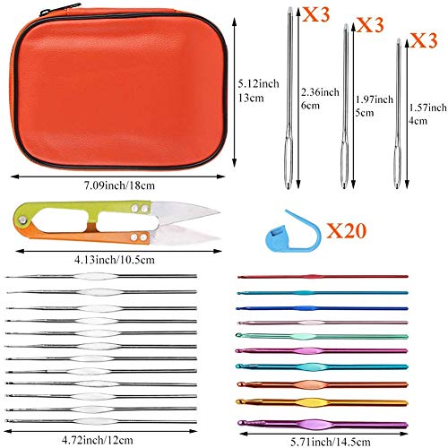 Imzay 54 Pcs Crochet Needles Set, Crochet Hooks Kit With Storage Case, Ergonomic Knitting Needles Blunt Needles Stitch Marker Diy Hand Knitting Craft Art Tools For Beginners #TOP1