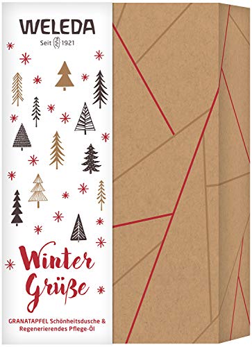 Preisvergleich Produktbild WELEDA Weihnachtsset Granatapfel 2020 - Naturkosmetik Weihnacht Geschenk Set bestehend aus Granatapfel Schönheits-Dusche (200 ml) & Granatapfel Regenerations-Öl (100 ml) in hochwertiger Geschenk Box