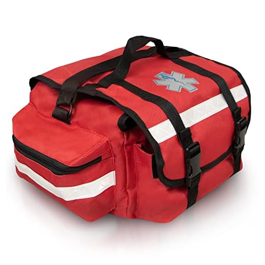 ASA TECHMED First Aid Responder EMS/EMT Emergency Medical Bag Empty 17"x9"x7" - Ideal for Paramedics, Firefighters, Nurses, EMTs, Home Health Aides, Red