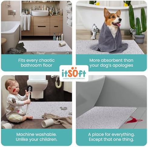 Chenille Bath Mats, Plush Absorbent Bath Mats Quick Dry, Soft & Machine Washable, Non Slip Carpet For Bathroom, Thick Bathroom Rugs, Shower Restroom Rug Mat, Alfombras De Baño, Bathrugs Matts, 61"x31" - 5