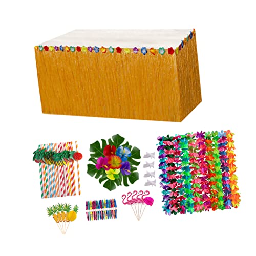 OFFSCH 12pc Hawaiian Table Skirt Garland Set Decorative Ornaments for Tropical Party Decorations