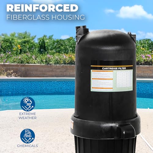 XtremepowerUS 175 sq/ft Swimming Pool Cartridge Filter In-Ground Pool/Spa Swimming Pool Filter for Pool Up to 52,800 Gallons, Pressure Gauge, Filter Included, 2" Inlet/Outlet