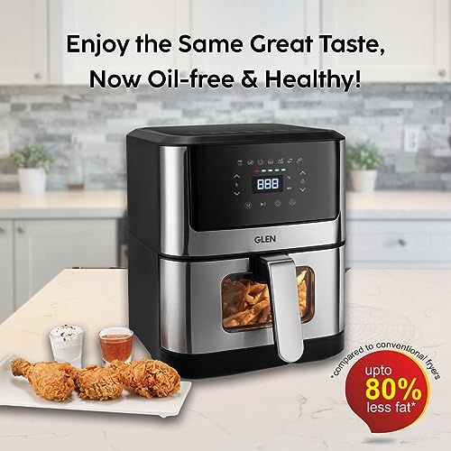 Glen Air Fryer, 6.0 Litre Digital Controls, 7 Pre Set Menu Timer, Temperature Control, 1500W