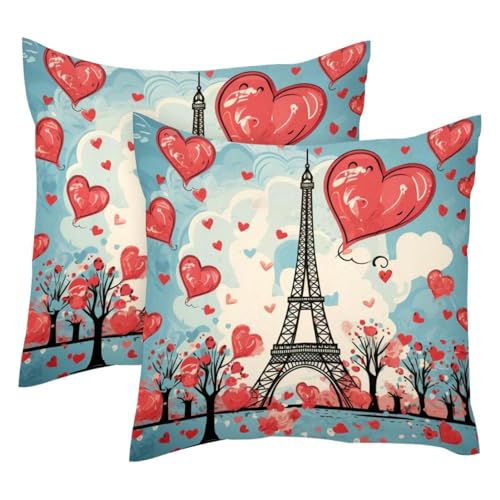 Housse de coussin Tour Eiffel en velours, cadeau romantique lot de 2 - 2