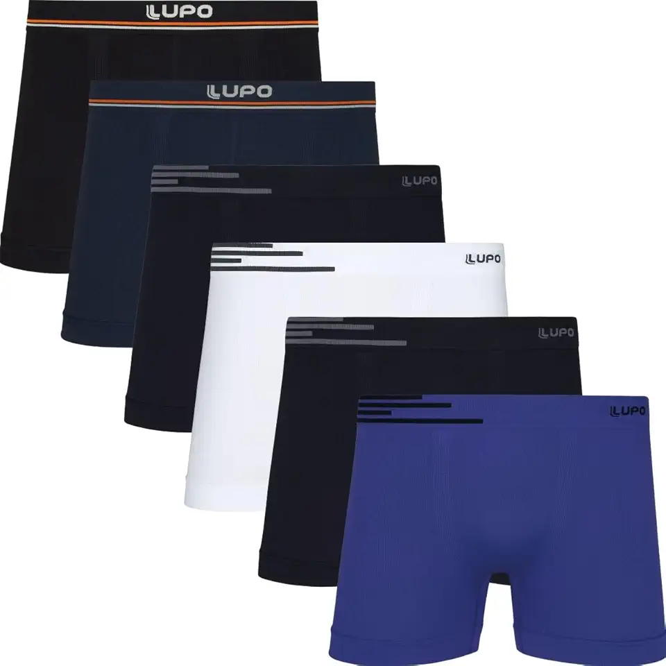 Kit 6 Cuecas Boxer Lupo Microfibra Poliamida Sem Costura Adulto Masculino