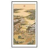 Classic Chinese Painting Qing Dynasty Prosperous Picture Stamped Cross Stitch Kit, 29.5' x 51.2'
