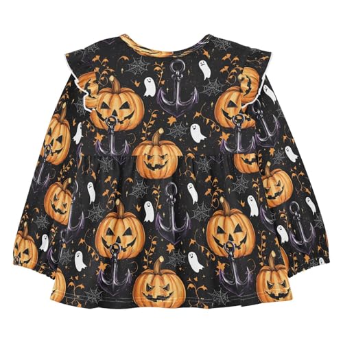 Pumpkin Boat Anchor Girls Shirts Cotton Long Sleeve Ruffle Toddler Tee Tops2