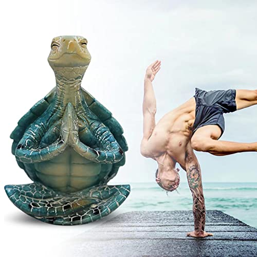 qiyifang Schildkröten-Skulptur, kreative sitzende Yoga-Meeresschildkröte in meditativer Position, Yoga-Pose, Statue, Heimdekoration für drinnen und draußen – Bild 3