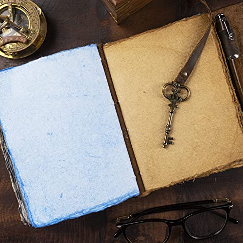 Vintage Leather Journal For Women & Men, 240 Pages Multicolor Deckle Edge Paper With Pen Loop & Key, Leather Scrapbook, Book Of Shadows, Vintage Journal, Old Books, Grimoire, Antique Journal #TOP6