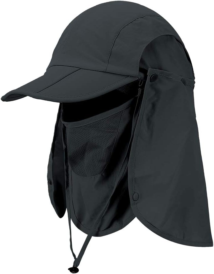 Foldable Sun Cap, Fishing Hats, UV Protection Caps with Face Mask Neck Flap