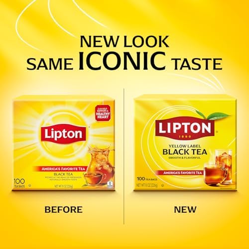 Lipton Black Tea Bags, Hot or Iced High Caffeine Tea, 100 Total Bags - 1