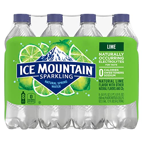 Image of Ice Mountain Sparkling Water, Zesty Lime, 16.9 oz. Bottles (8 Pack)