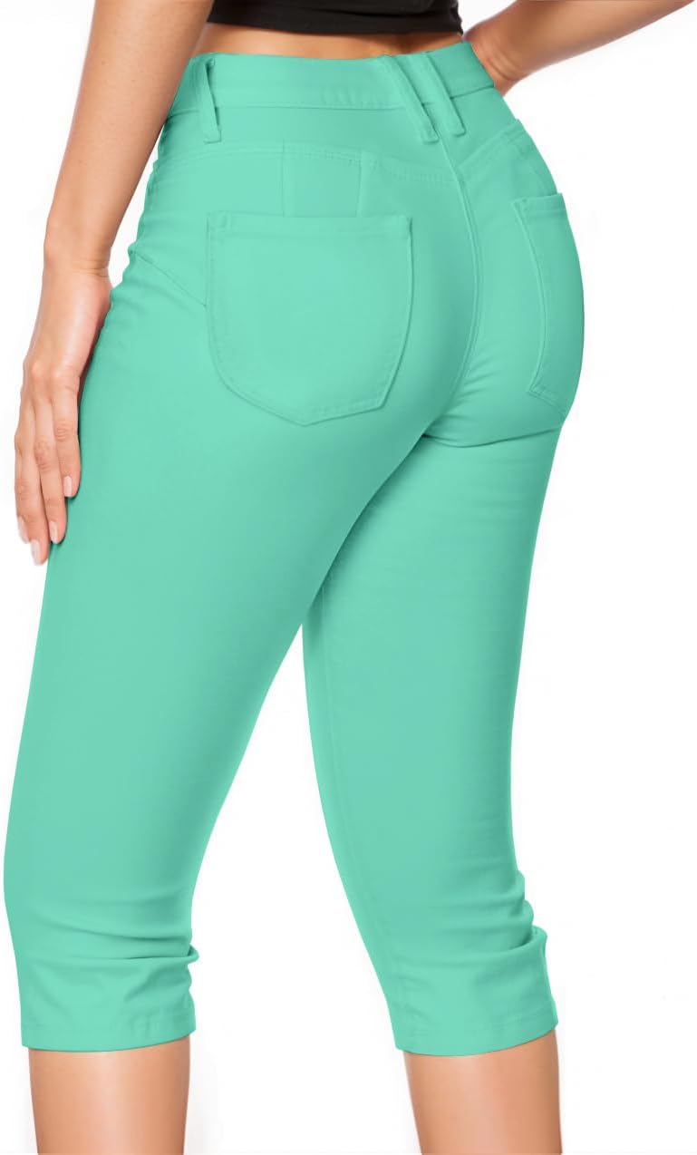 Hybrid & Company Women's Butt Lift Super Comfy Stretch Denim Capri Short Jeans