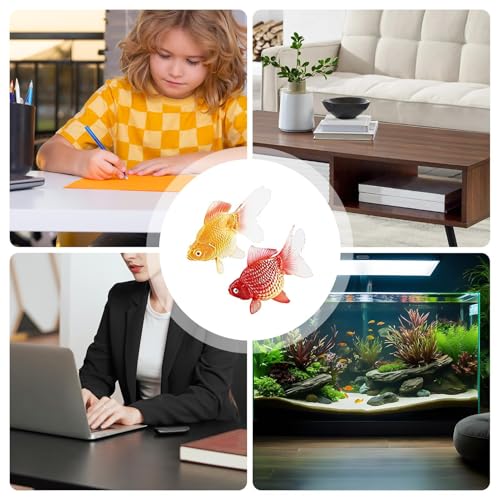 xowwyue 2 Stück Gefälschte Goldfische Künstliche Bewegliche Fische Plastikfischmodell Schwimmende Deko Aquarium Ornament Für Zuhause, Büro, Tank, Kollegen, Freunde 4,5x5 cm