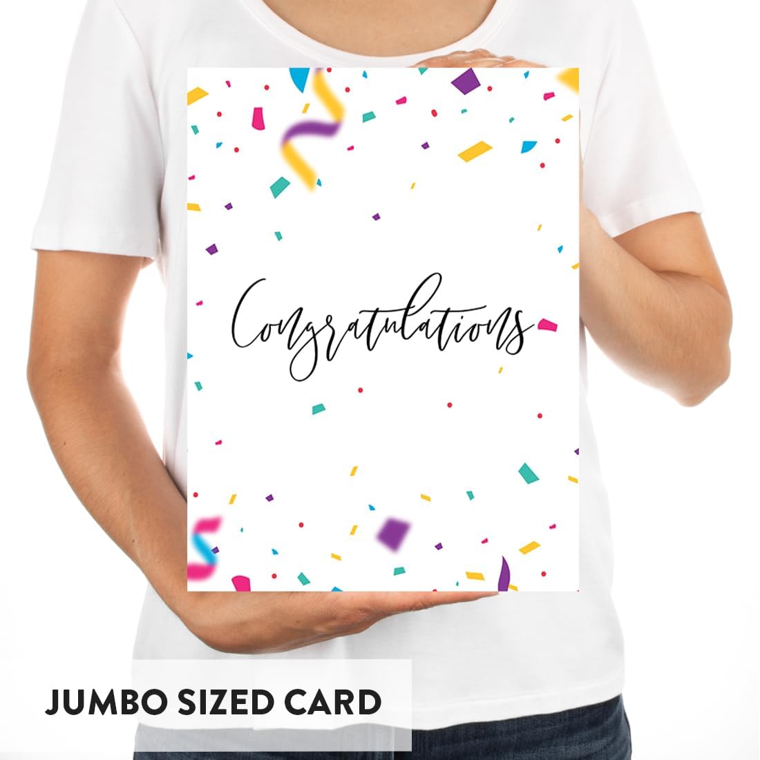 Andaz Press Funny Congratulations Jumbo Card With Envelope, Confetti Design, Engagement, Pregnancy, Graduation, New Home, New Job, Retirement Greeting Card for Her Him Men Women, 8.5 x 11 inch, 1-Pack