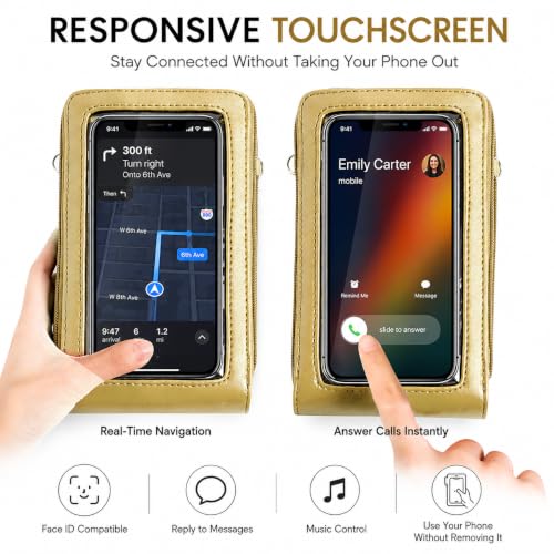 Image of Crossbody Cellphone Purse Women Touch Screen Bag RFID Blocking Wallet Handbag Shoulder Strap