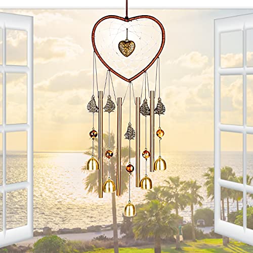 Bwinka Unique Sweet Heart Dream Catcher Wind Chimes Brass Bell For Outdoor Garden Home Hanging Decoration… #TOP5