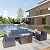 Kurapika 7 Pieces Patio Furniture Set, Rattan Wicker Outdoor Conversation Sets w/43in Propane Fire Pit Table and 4 Inch Cushion(Navy Blue)